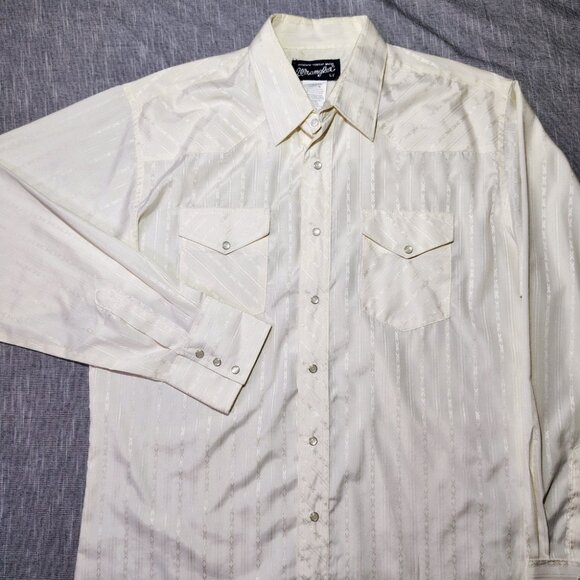 VINTAGE Wrangler Shirt Mens Large Tall Western Sport Pear Snap Cowboy Rodeo - Picture 2 of 9